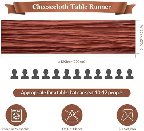 6 Pack Cheesecloth Table Runner 35"×120" Gauze Fabric Fall Table Runner - Image 3
