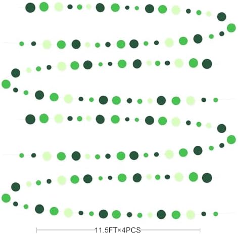Green Party Decorations Ombre Green Circle Dots Garland Hanging Paper Polka Dot Streamer for Birthday Wedding Bridal Shower Summer Spring Easter St Patrick’s Day Golf Tea Party Supplies - Image 2