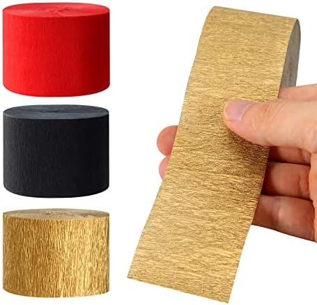 Red-Black Gold Casino-Theme Party-Decorations Streamers - 9 Rolls Graduation Wedding Birthday Baby Bridal Shower Crepe Tissue Paper Streamer Garland Decor Panduola - Image 2
