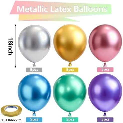 Bezente Metallic Chrome Balloons 18 Inch 30 Pack Latex Large Thick - Image 2