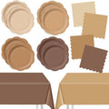 LemonRoad 100 Pcs Gradient Brown Paper Plates Napkins Tablecloth Set for 24 by Unknown
