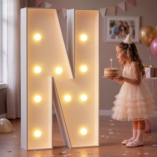 imprsv Large Marquee Letters, 4FT Light Up Letters N Sign for Party Decor by Letsmakeitimpressive