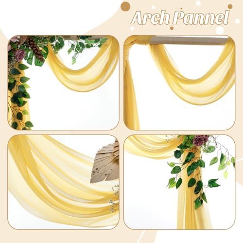 Pack of 2 Wedding Arch Drape Panel Fabric 30" x 50ft - Gold - Image 5