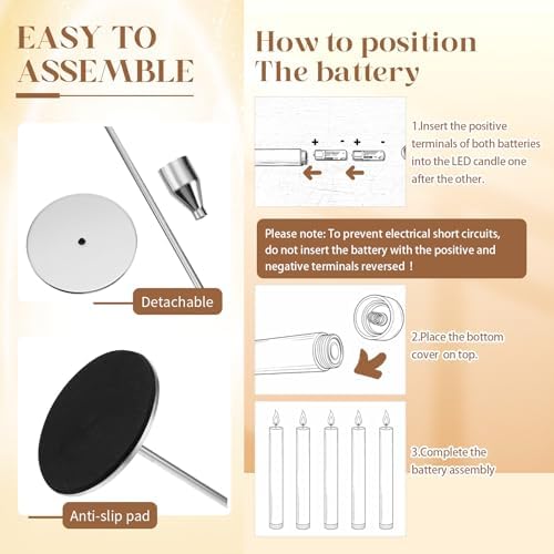 FillTouch 30 Pcs Silver Candlestick Holder with Flameless Taper Candle Bulk - Image 4