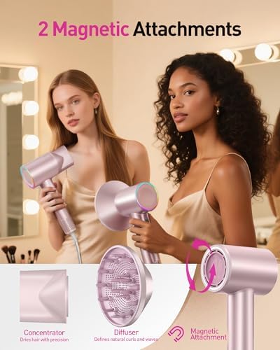 Zibtes High-Speed Hair Dryer with Diffuser, Ionic Blow Dryer (Rose Gold) - Image 5
