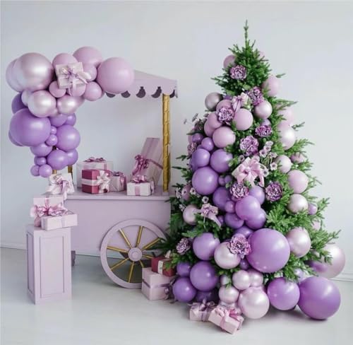 MEBAY Grey Violet Maca Purple Gold Balloons Garland Arch Kit, 146Pcs Latex Balloons Different Sizes 18 12 10 5 Inch for Party Decoration Birthday Wedding Engagements Anniversary Baby Shower - Image 5