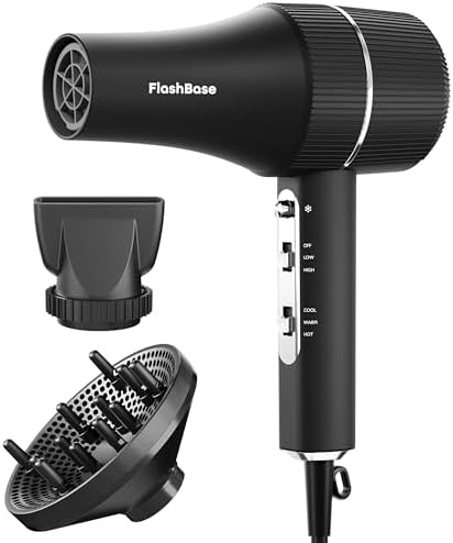 Hair Dryer, Professional High-Speed Ionic Blow Dryer with Diffuser, 1875W by Flashbase