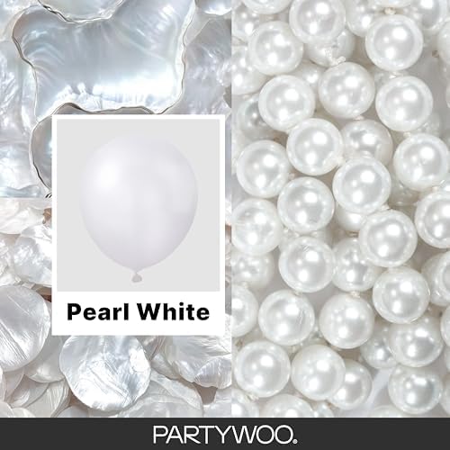 PartyWoo Pearl White Balloons 140pcs Metallic White Color Different Sizes - Image 2