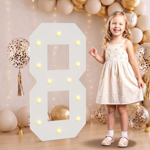 Large 2.4FT Marquee Light Up Numbers 8 for Party Decorations by NANXU
