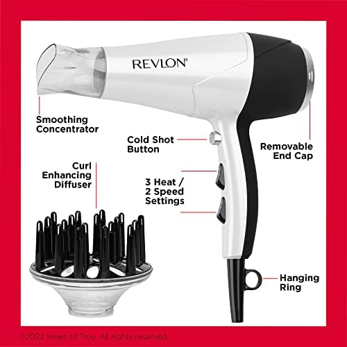 REVLON Volume Booster, Hair Dryer with Curl Enhancing Diffuser, White - Image 5