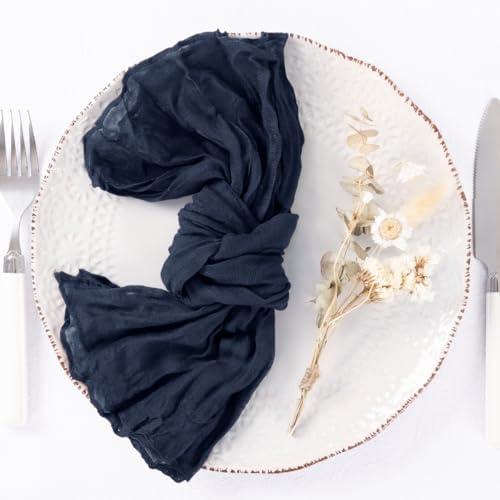 DeZerlor Navy Blue Washable Cheesecloth Napkins Set of 12 for Party - Image 4