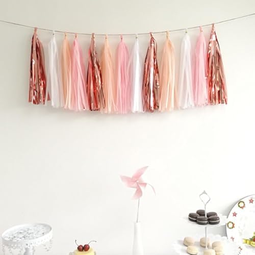 We Moment Tissue Paper Tassels Party Tassel Garland Banner for Party Decorations, DIY Kits,Pink,White,Peach,Rose glod,40 PCS - Image 5