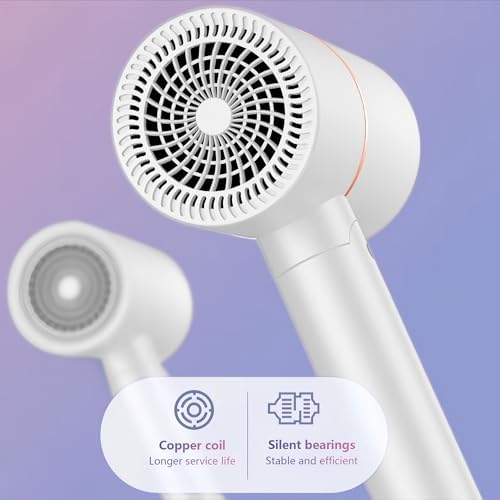 Foldable Ionic Hair Dryer with Diffuser, 800W Fast Drying Blow Dryer, 38000 RPM, Lightweight, Pink Blue, for Home & Travel (White) - Image 5