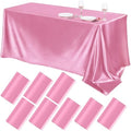 TURSTIN 8 Pack Pink Satin Tablecloth 102 x 58 Inch Overlay Table Cove by TURSTIN
