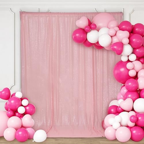 PartyDelight Pink Sequin Backdrop 6x8ft Sparkly Photo Curtain - Image 4