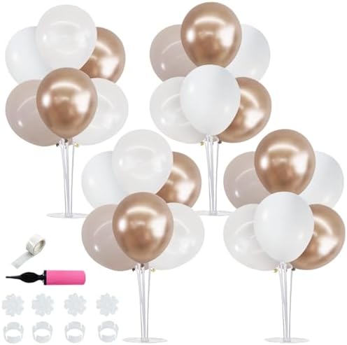 TONIFUL 4 Set Nude White Champagne Gold Balloon Stand Centerpiece for Table by TONIFUL