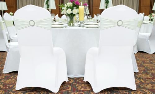 MDS Pack of 150 Spandex Chair Sashes for Wedding Party & Event – Ivory - Image 6