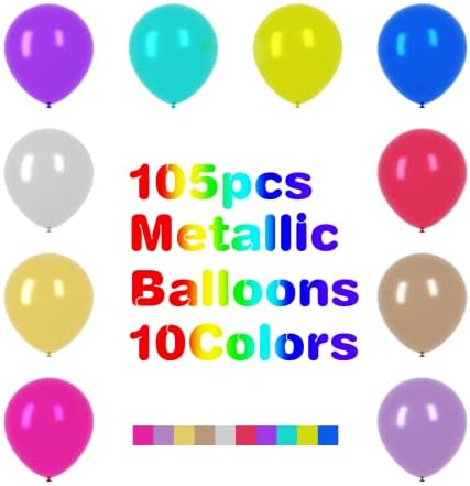 Voircoloria 105pcs Metallic Chrome Party Latex Balloons, 12inch - Image 2