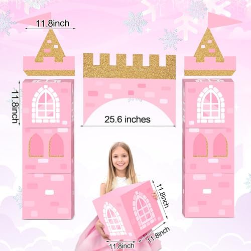 Bucherry 13 Pcs Princess Birthday Party Decor Pink Large Castle Backdrop - Image 2