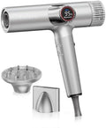 160,000 RPM High Speed Ionic Hair Dryer with Diffuser - Professional Brushless Motor for Fast Drying,Smart LED Display&NTC Heat Control, Quiet & Lightweight, Auto-Cleaning,for All Hair Types by Yaskro