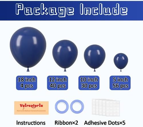 Voircoloria 130pcs Navy Blue Balloons Garland Arch Kit, 18 12 10 5 Inch - Image 2