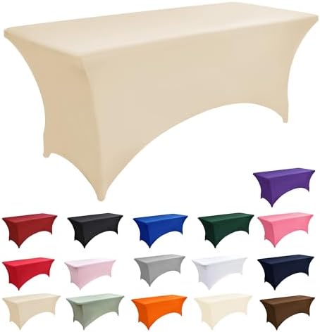 2-Pack 4ft Spandex Table Covers for Rectangular Folding Tables - Wrinkle Resistant Stretch Tight Table Cloths - Ultimate Fitted Table Protector for Parties, Banquet, and Wedding - Image 3