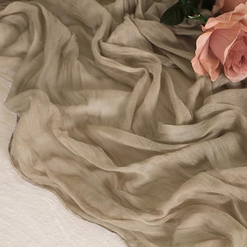 Snowkingdom 6 PCS Nude Brown Cheesecloth Table Runner, Taupe Light Tan 120 inch Long Boho Gauze Sheer Runner for Wedding Baby Shower Birthday Christmas Holiday Party Table Decorations - Image 4