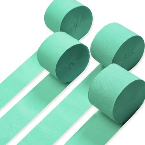 PartyWoo Mint Crepe Paper Streamers 4pcs 328 FT Green Streamers by PartyWoo