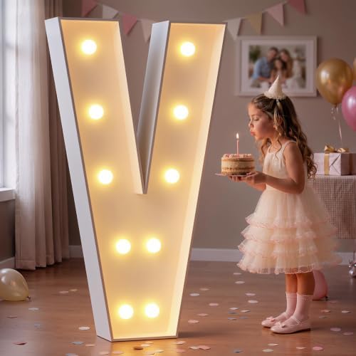 imprsv Large Marquee Letters, 4FT Light Up Letters V Sign for Party Decor by Letsmakeitimpressive
