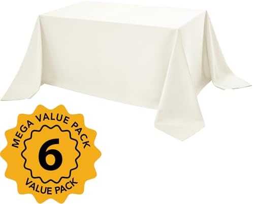 6-Pack Ivory Tablecloths for Rectangle Tables, 90 x 156 Inches - Image 2