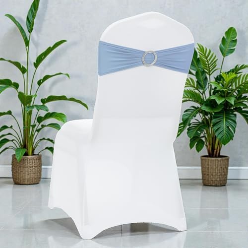 MDS Pack of 75 Spandex Chair Sashes for Wedding Party & Event – Baby Blue - Image 5