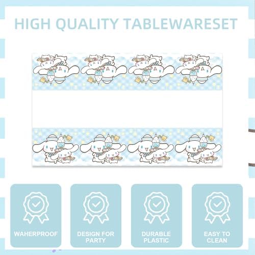 141Pcs Cinna-morolls Parties,Cinna-morolls Party Tableware Party Disposable Dinnerware Plates Cups Napkins for Cinna-morolls Baby Shower Party Decoration Supplies,Serves 20 - Image 5