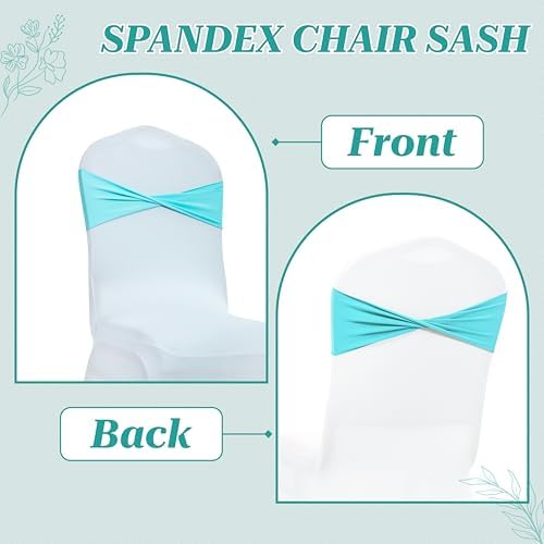 Pack of 25 Spandex Chair Sashes Without Slider Buckles – Aqua Blue - Image 4