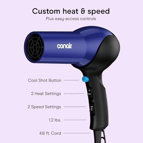Conair Lightweight Hair Dryer, 1875W, Diffuser & Concentrator Attachments - Image 4