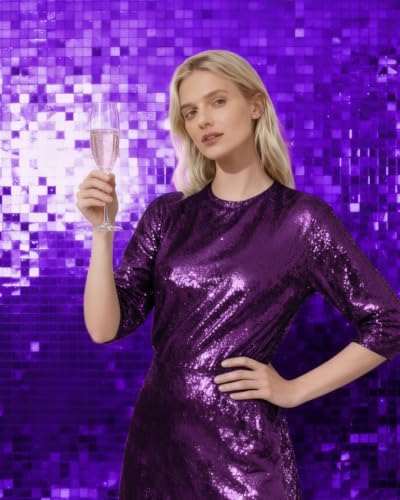 COKAOBE LiteGrid Series Shimmer Wall Backdrop - 24Pcs Purple - Image 5