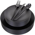 ejonirinjonir 150pcs Frosted Black Plastic Plates Plastic Plate for Wedding by Ejonirinjonir