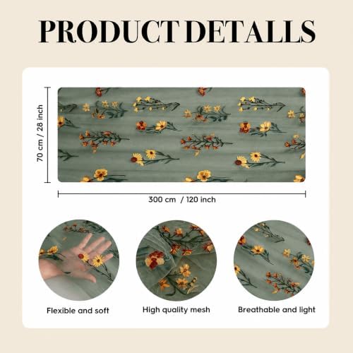 Artoid Mode Wildflower Dark Green Embroidery Table Runner 120 Inch 10FT - Image 7