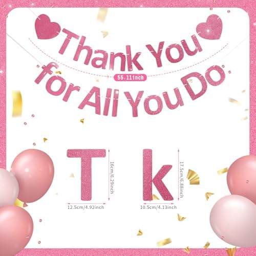 Thank You Banner Appreciation Banner for Appreciation Decorations Teacher Thanks Volunteer Events Office School Organization Thank You Parties (Rose Gold) - Image 3