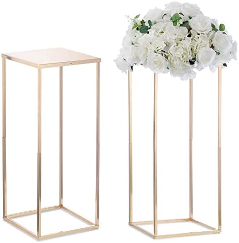 NUPTIO Gold Vases Wedding Centerpieces, Geometric Stand, 23.6" Tall, 2 Pcs by Nuptio