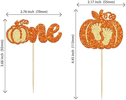 24Pcs Pumpkin One Cupcake Toppers Glitter Pumpkin Birthday Baby Shower Party Decorations Pumpkin 1st Birthday Cake Decorations Fall 1st Birthday Party Cupcake Picks - Image 2