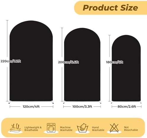 6.6 ft Arch Backdrop Cover Black - Double-Sided Spandex Arch Covers Stretchy Backdrop for Balloon Arches Birthday Party Baby Shower Banquet Wedding Photo Background - Image 2