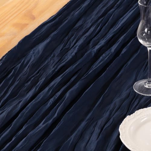DeZerlor Navy Blue Cheesecloth Table Runners 6 Pack Christmas Runners - Image 6