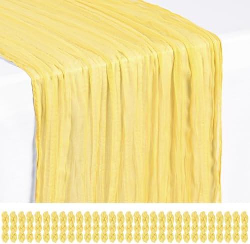 30 Pack Light Yellow Cheesecloth Table Runner 17x108 Inches Boho Home Decor by Showgeous