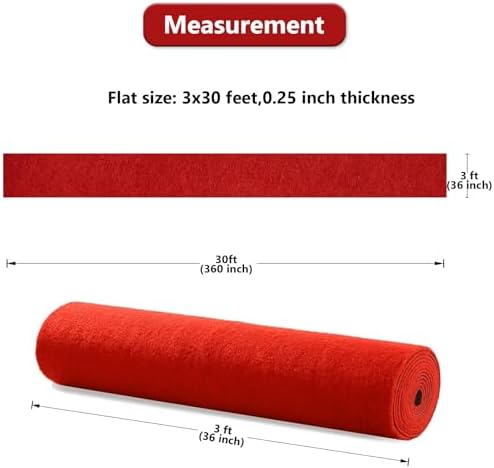 Red Carpet Runner Rug for Party and Event, Non-Slip TPR Rubber Backed Aisle Runway red Rug for Step, Proposal & Wedding Christmas Thanksgiving Decorations, Runway Rug for Prom(3 x 30ft, 450 GSM) - Image 2