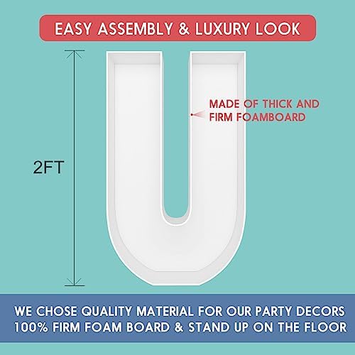 2FT DIY Mosaic Balloon Letter U Frame, Fillable Party Backdrop Decor - Image 2