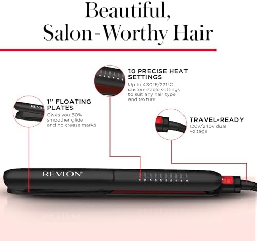 REVLON Smoothstay 1 Inch Hair Straightener - Coconut Oil Infused Flat Iron Helps Enhance Shine & Smoothness, Reduces Frizz, Sleek Straight Hair - Image 5