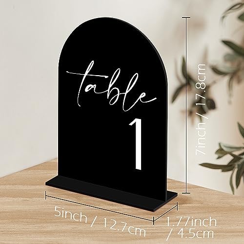 Black Arch Acrylic Table Numbers with Stands 1-15, 5x7" Black Arched Acrylic Sign and Base, Arch Table Numbers for Wedding Reception - Image 2