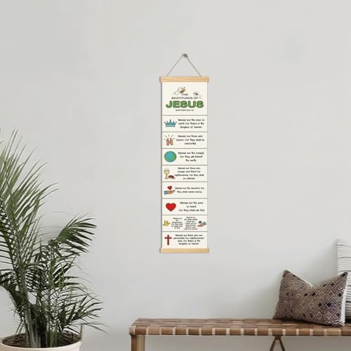 Bible Verse Canvas Banner, The Beatitudes of Jesus Banner, Christian Canvas Poster, Rustic Hanging Poster for Wall Decoration, Family Hanging of Scripture and Words Decorations 02 - Image 4