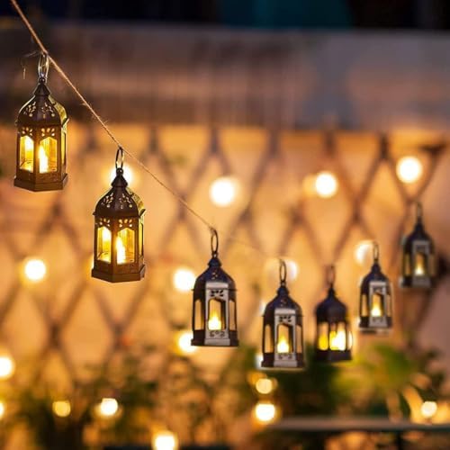 Hewory 20PCS Black Mini Halloween Lanterns for Centerpieces with LED Candle - Image 3