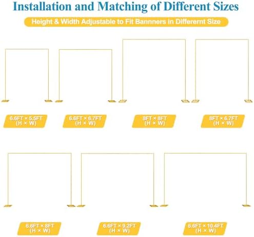 Fomcet 8x8FT Backdrop Stand Heavy Duty Gold Adjustable Pipe and Drape Stand - Image 3